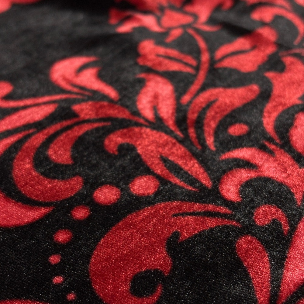 Studio One 22W Velvet Burnout Dress Red Black Whimsigoth Damask Bell‎ Sleeve - Picture 9 of 15